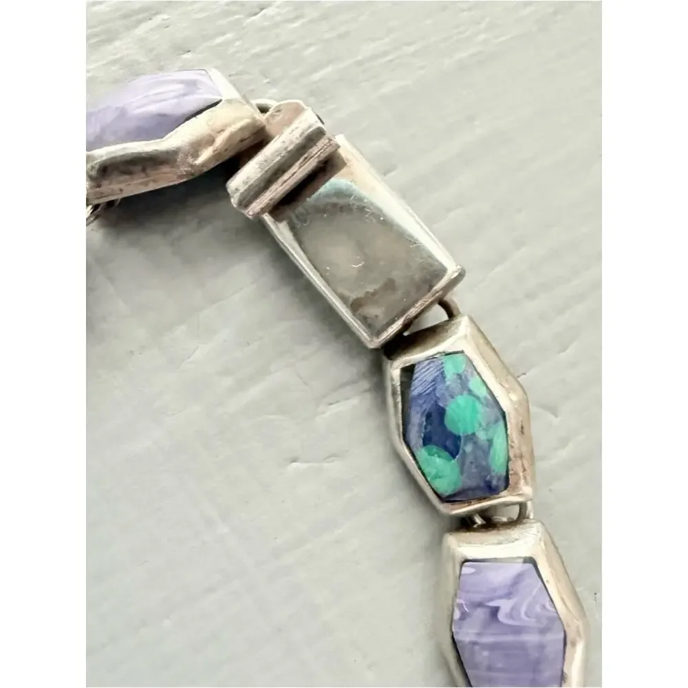 Vintage Taxco 925 Sterling Silver & Stone Bracelet